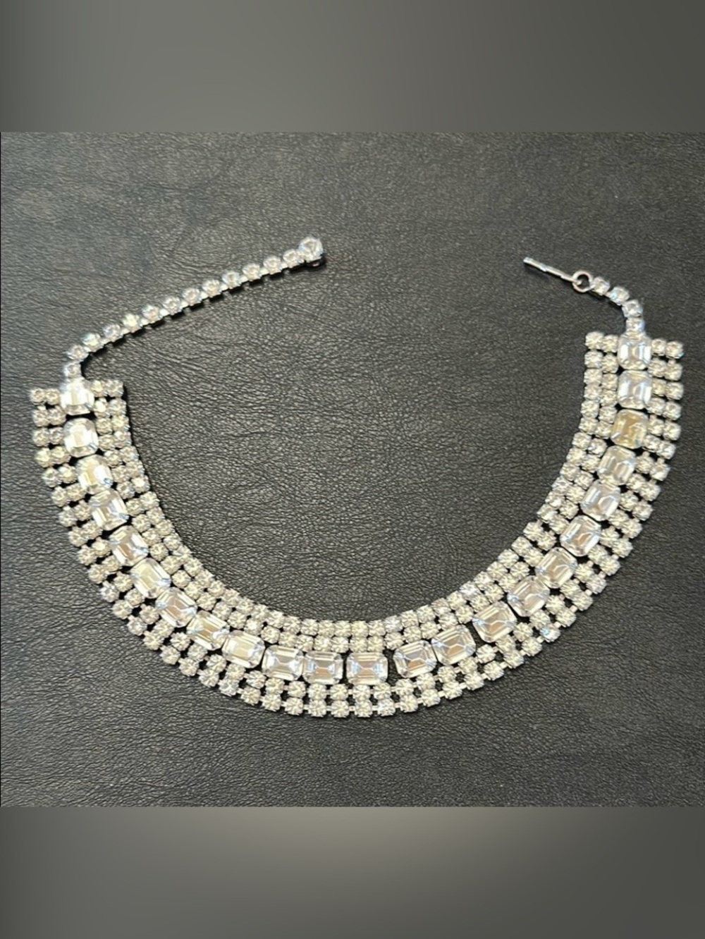 Prong Set Faceted Rhinestone Vintage Necklace